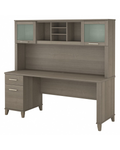 Bush Furniture Somerset 72" W Office Desk Set with Pedestal and Hutch (Shown in Light Grey)