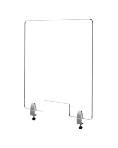 Pacesetter 23.5" W Clamp-On Clear Acrylic Plexiglass Sneeze Guard with Pass-Through (31.5" H Model)