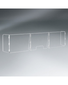 Pacesetter 94.5" W x 23.5" H Freestanding 3-Panel Clear Acrylic Plexiglass Sneeze Guard with Pass-Through