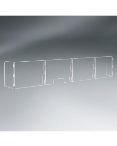 Pacesetter 118" W x 23.5" H Freestanding 4-Panel Clear Acrylic Plexiglass Sneeze Guard with Pass-Through