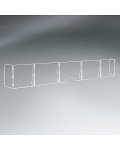 Pacesetter 141.5" W x 23.5" H Freestanding 5-Panel Clear Acrylic Plexiglass Sneeze Guard with Pass-Through