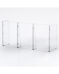 Pacesetter 68" W x 31.5" H Freestanding 3-Panel Clear Acrylic Plexiglass Sneeze Guard with Pass-Through