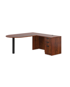 Offices to Go SL-K L-Shaped Peninsula Office Desk with Pedestal (Shown in Dark Cherry)