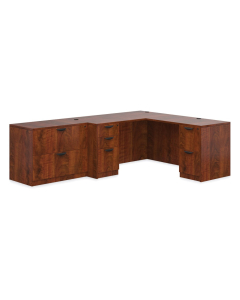Offices to Go SL-N L-Shaped 66" Straight Front Desk with Pedestal, Return (Shown in Dark Cherry)