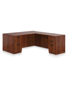 Offices to Go SL-S L-Shaped Straight Front Office Desk with Pedestals (Shown in Dark Cherry)