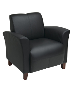 Office Star Breeze Eco-Leather Wood Club Chair (Shown in Black)