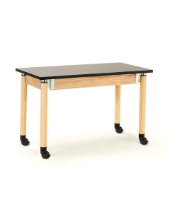 NPS Height Adjustable Chemical Resistant Mobile Science Lab Tables, Oak Legs