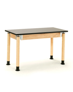 NPS Height Adjustable Chemical Resistant Science Lab Tables, Oak Legs