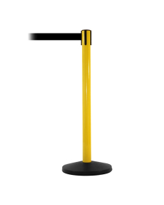 SafetyMaster Safety Belt Barrier Stanchion (Shown in Yellow with Black Belt)