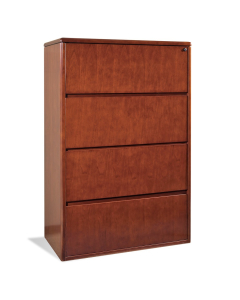 Office Star Sonoma 37" W 4-Drawer Lateral File Cabinet, Letter & Legal, Dark Cherry