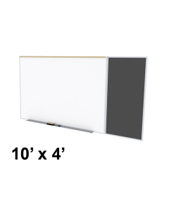 Ghent SPC410C-ATR Style-C 10 ft. x 4 ft. Recycled Rubber Tackboard and Porcelain Magnetic Combination Whiteboard (Shown in Black)