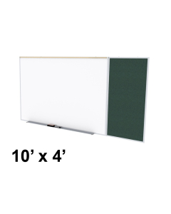 Ghent SPC410C-V Style-C 10 ft. x 4 ft. Vinyl Fabric Tackboard and Porcelain Magnetic Combination Whiteboard (Shown in Ebony)