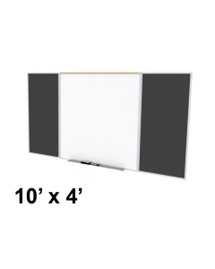 Ghent SPC410D-ATR Style-D 10 ft. x 4 ft. Recycled Rubber Tackboard and Porcelain Magnetic Combination Whiteboard (Shown in Black)