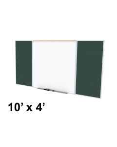 Ghent SPC410D-V Style-D 10 ft. x 4 ft. Vinyl Fabric Tackboard and Porcelain Magnetic Combination Whiteboard (Shown in Ebony)