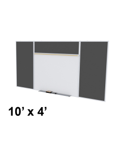 Ghent SPC410E-ATR Style-E 10 ft. x 4 ft. Recycled Rubber Tackboard and Porcelain Magnetic Combination Whiteboard (Shown in Black)