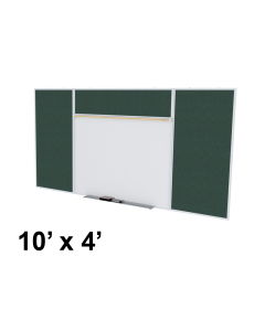 Ghent SPC410E-V Style-E 10 ft. x 4 ft. Vinyl Fabric Tackboard and Porcelain Magnetic Combination Whiteboard (in ebony)