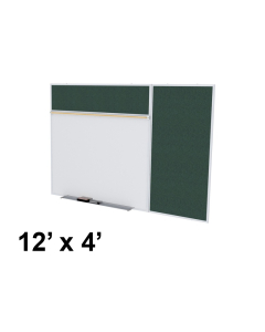 Ghent SPC412B-V Style-B 12 ft. x 4 ft. Vinyl Fabric Tackboard and Porcelain Magnetic Combination Whiteboard (Shown in Ebony)