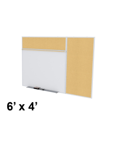 Ghent SPC46B-K Style-B 6 ft. x 4 ft. Natural Cork Tackboard and Porcelain Magnetic Combination Whiteboard
