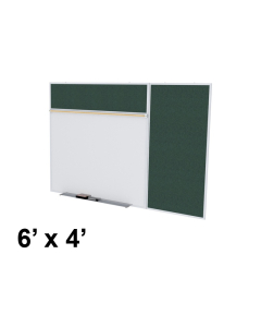 Ghent SPC46B-V 6 x 4 Vinyl Fabric Tackboard & Porcelain Magnetic Combination Whiteboard (Shown in Ebony)