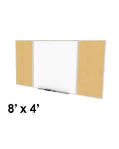 Ghent SPC48D-K Style-D 8 ft. x 4 ft. Natural Cork Tackboard and Porcelain Magnetic Combination Whiteboard