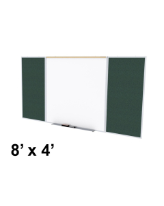 Ghent SPC48D-V Style-D 8 ft. x 4 ft. Vinyl Fabric Tackboard and Porcelain Magnetic Combination Whiteboard (Shown in Ebony)