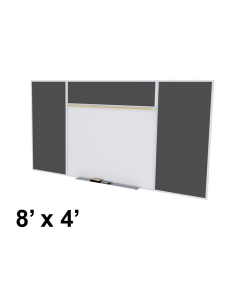 Ghent SPC48E-ATR Style-E 8 ft. x 4 ft. Recycled Rubber Tackboard and Porcelain Magnetic Combination Whiteboard (Shown in Black)