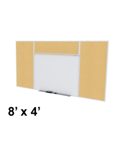 Ghent SPC48E-K Style-E 8 ft. x 4 ft. Natural Cork Tackboard and Porcelain Magnetic Combination Whiteboard
