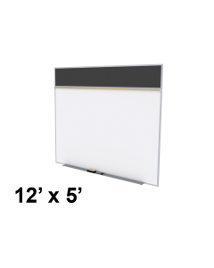 Ghent SPC512A-ATR 12' x 5' Rubber Tackboard & Porcelain Magnetic Combination Whiteboard (Shown in Black)