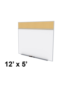 Ghent SPC512A-K Style-A 12 ft. x 5 ft. Natural Cork Tackboard and Porcelain Magnetic Combination Whiteboard