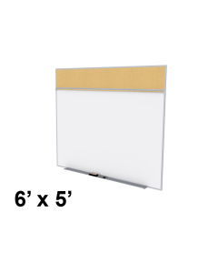 Ghent SPC56A-K Style-A 6 ft. x 5 ft. Natural Cork Tackboard and Porcelain Magnetic Combination Whiteboard