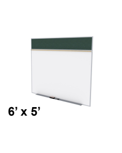 Ghent SPC56A-V 6 x 5 Vinyl Fabric Tackboard & Porcelain Magnetic Combination Whiteboard (Shown in Ebony)