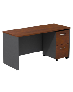 BBF Series C 60" W Straight Front Office Desk Credenza with Mobile Pedestal (Shown in Hansen Cherry)