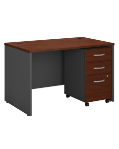 Bush Business Furniture Series C 48" W x 30" D Straight Front Office Desk with Mobile Pedestal (Shown in Hansen Cherry)