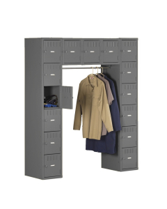 Tennsco 15-Person Steel Box Lockers (without legs) - Shown in Medium Grey