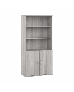 Bush Furniture Studio A 72" H Tall 5-Shelf Bookcase with Doors, Platinum Gray