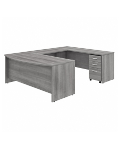 Bush Business Furniture Studio C 72" W Bow-Front U-Shaped Office Desk Set with Mobile Pedestal (Shown in Light Grey)