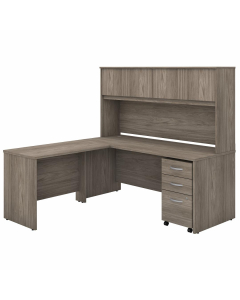 Bush Furniture Studio C 72" W L-Shaped Desk with Hutch and 3-Drawer Mobile Pedestal 