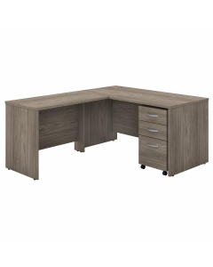 Bush Furniture Studio C 60" W L-Shaped Desk and 3-Drawer Mobile Pedestal