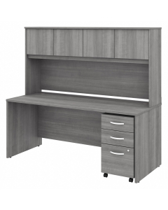 Bush Business Furniture Studio C 72" W x 30" D Office Desk Set with Hutch and Mobile Pedestal (Shown in Light Grey)