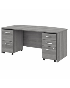 Bush Furniture Studio C 72" W x 36" D Bow Front Desk with Mobile File Cabinets (Shown in Grey)