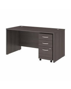 Bush Furniture Studio C 60" W x 30" D Office Desk with Mobile File Cabinet (Shown in Dark Grey)