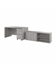 Bush Furniture Studio C Office Desk with 3-Drawer Mobile File Cabinet and Low Storage Return (Shown in 60" W)