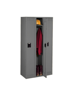 Tennsco Assembled Single Tier 3-Wide Metal Lockers without Legs (Shown in Medium Grey)