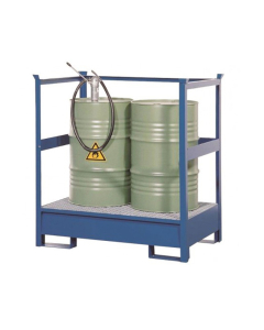 Vestil STP-2 Stackable Two Drum Spill Containment Pallet with Side Rails, 66 Gal, 1200 lb Load