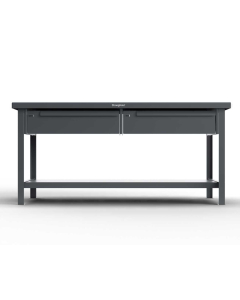 trong Hold 7-Gauge Steel Shop Table with 2 Lockable Drawers and 1 Bottom Shelf