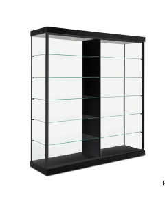 Tecno 72" W Rectangular Display Case with Divider 19.75" D x 79" H (Shown in Black with Black Frame)