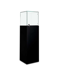 Tecno Glass Pedestal Display Showcase, 16" W x 16" D x 55.5" H, Black