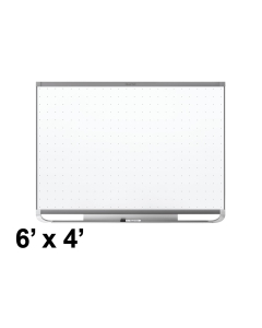 Quartet Prestige 2 Total Erase 6' x 4' Graphite Plastic Frame Magnetic Grid Painted Steel Whiteboard