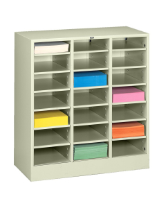 Tennsco 30" W 21-Compartment Legal Size Adjustable Shelf Steel Mail Sorter (Shown in Putty)