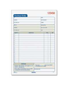 TOPS 5-9/16" x 7-15/16" 50-Page 3-Part Purchase Order Book